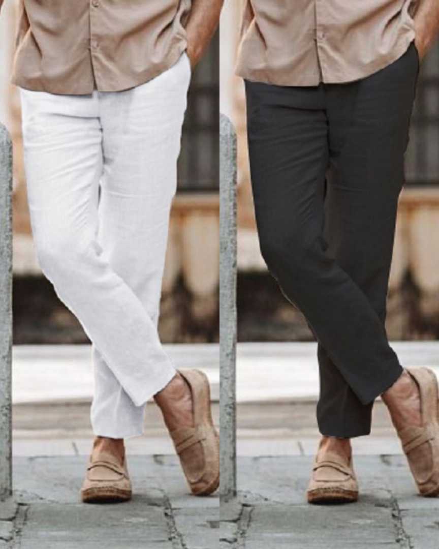 2pcs,Premium,Cotton,Trouser,For,Men.....Black,&,White