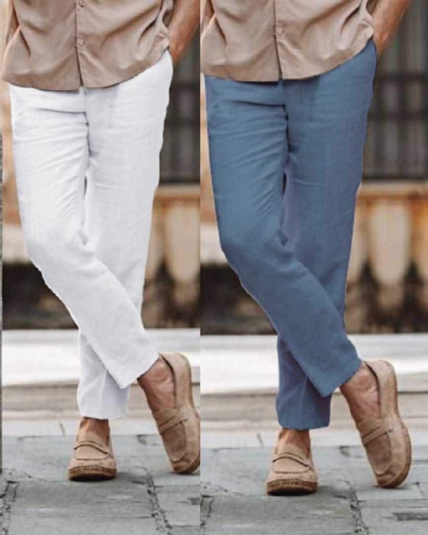 2pcs,Premium,Cotton,Trouser,For,Men.....White,&,Sky